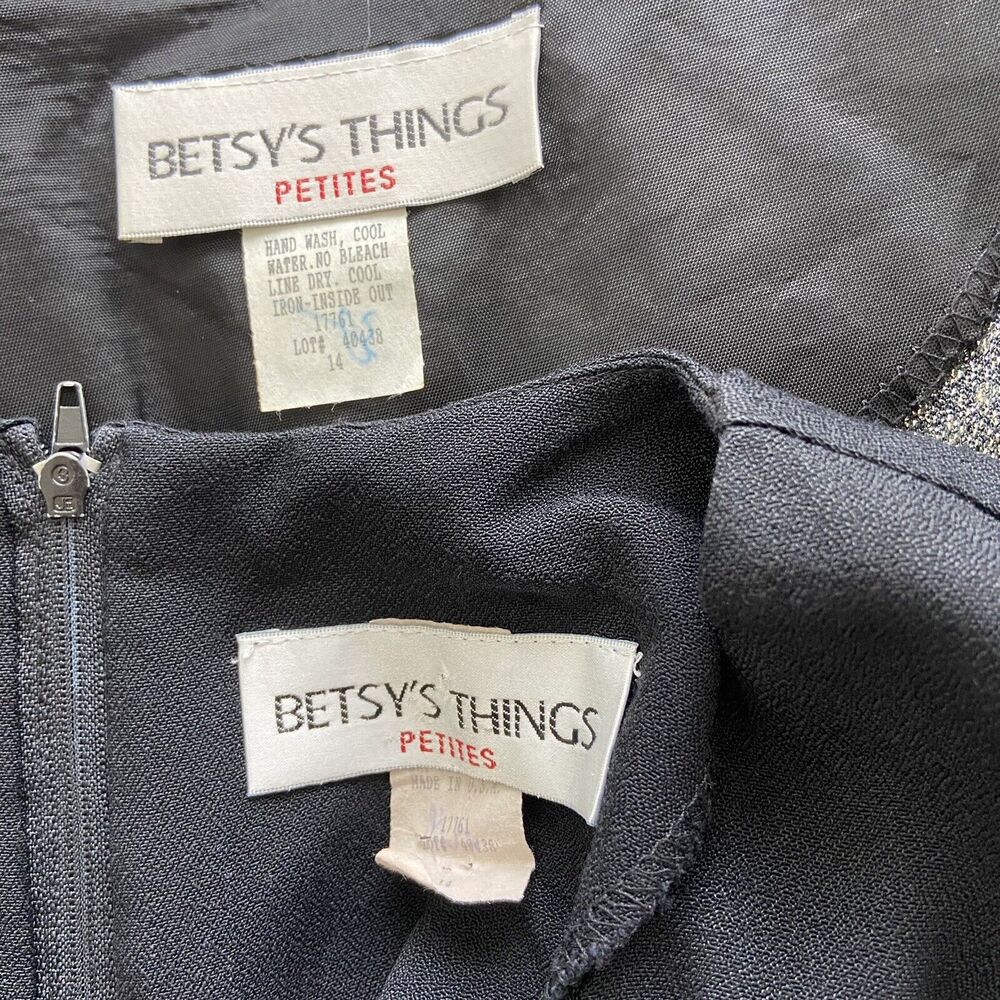 BETSY'S THINGS Vintage Size 14 Black Sheath Semi-Formal Dress With Sequin Jacket - Picture 9 of 12